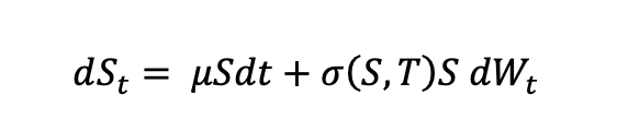 Stochastic differential equation representing the underlying asset's price process.